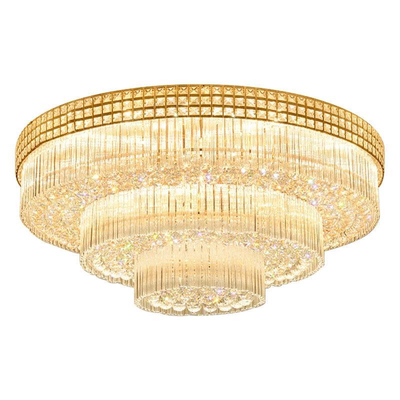 Extra Large Three Layers Round Luxury Flush Mounted Crystal Chandelier for Living Room - Brig Lighting
