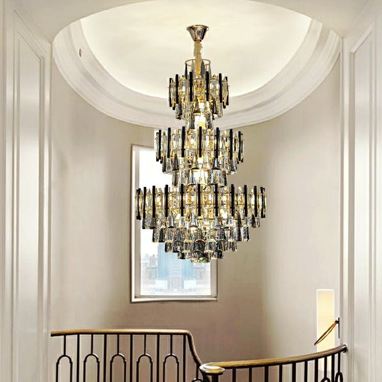 Foyer 3 Layers Extra Large Crystal Chandelier For Living Room Staircase Ceiling Lighting Fixture - briglamps