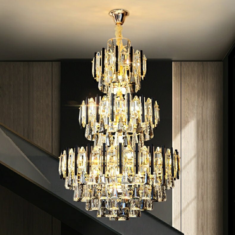 Foyer 3 Layers Extra Large Crystal Chandelier For Living Room Staircase Ceiling Lighting Fixture - briglamps