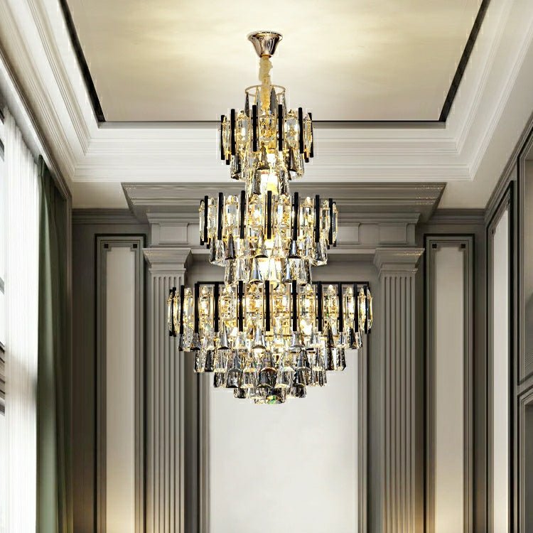 Foyer 3 Layers Extra Large Crystal Chandelier For Living Room Staircase Ceiling Lighting Fixture - briglamps
