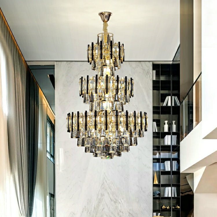 Foyer 3 Layers Extra Large Crystal Chandelier For Living Room Staircase Ceiling Lighting Fixture - briglamps