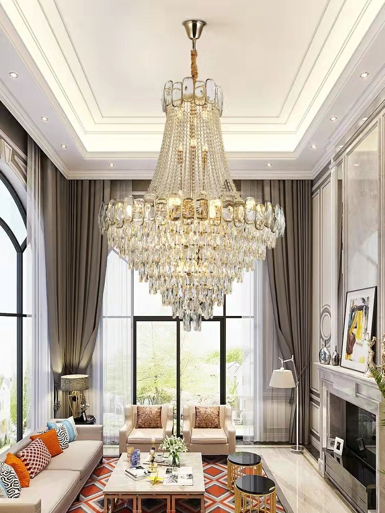 Foyer Staircase Chandelier Luxury K9 Crystal Ceiling Light For Living Room / Hallway - briglamps