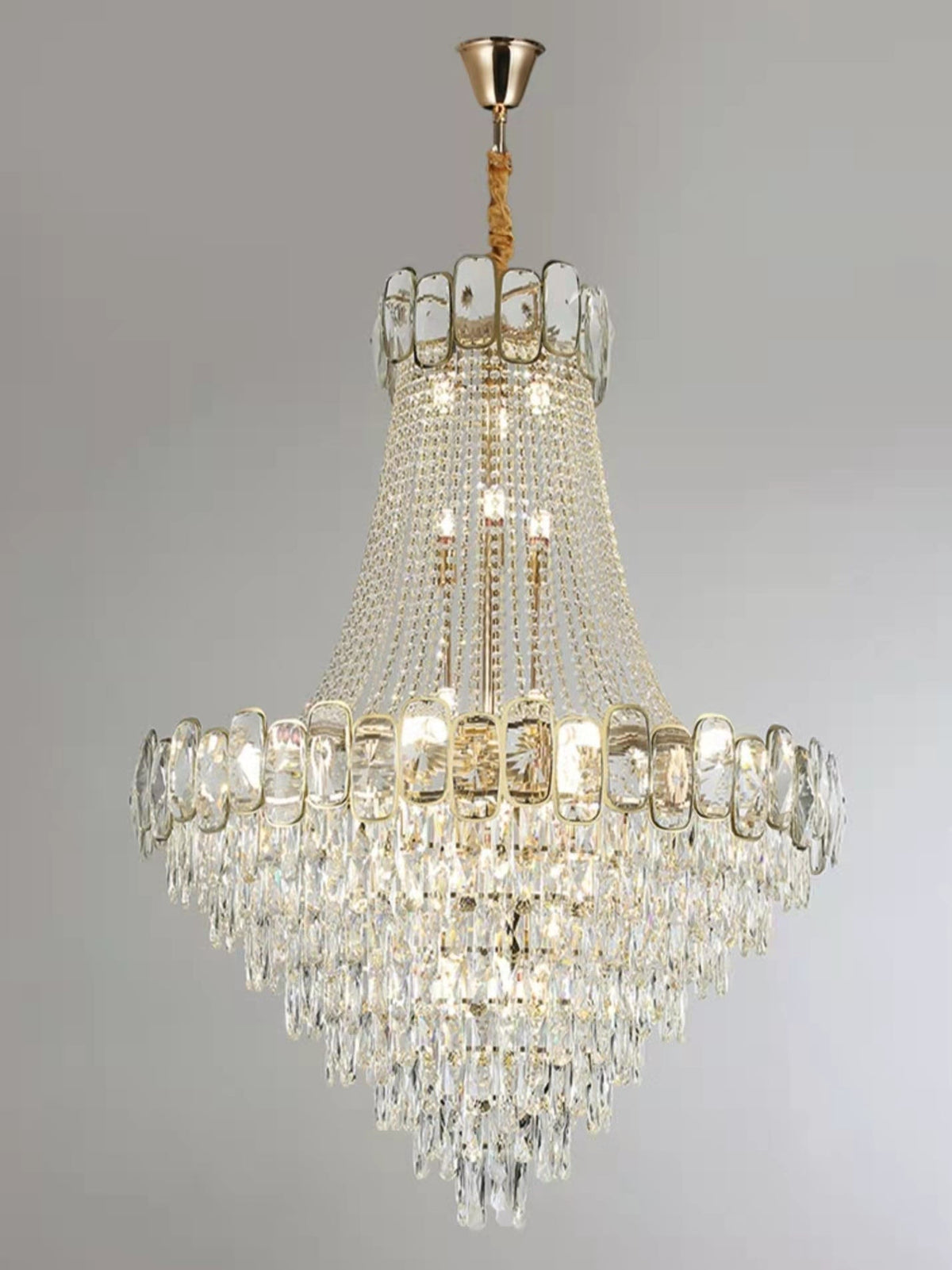 Foyer Staircase Chandelier Luxury K9 Crystal Ceiling Light For Living Room / Hallway - briglamps
