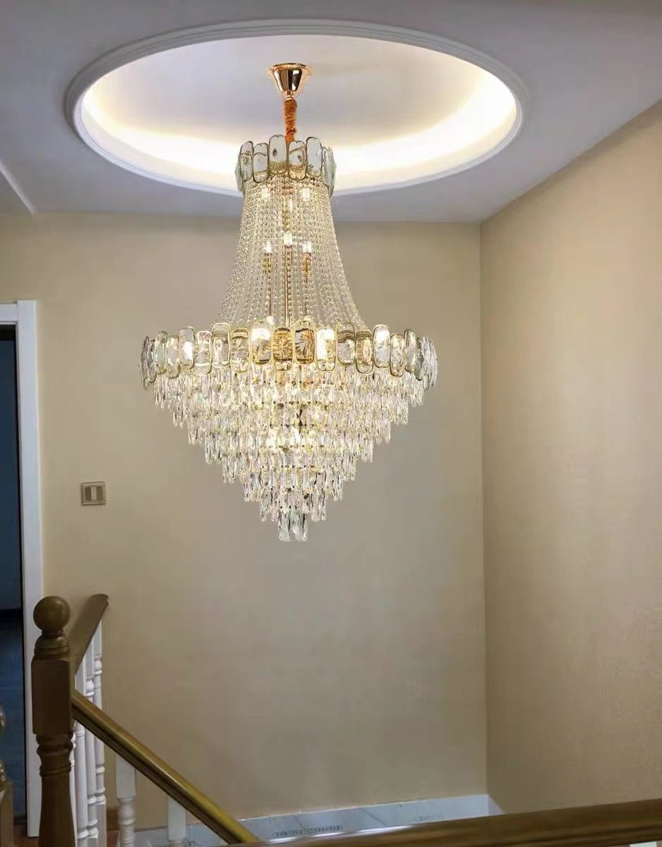 Foyer Staircase Chandelier Luxury K9 Crystal Ceiling Light For Living Room / Hallway - briglamps