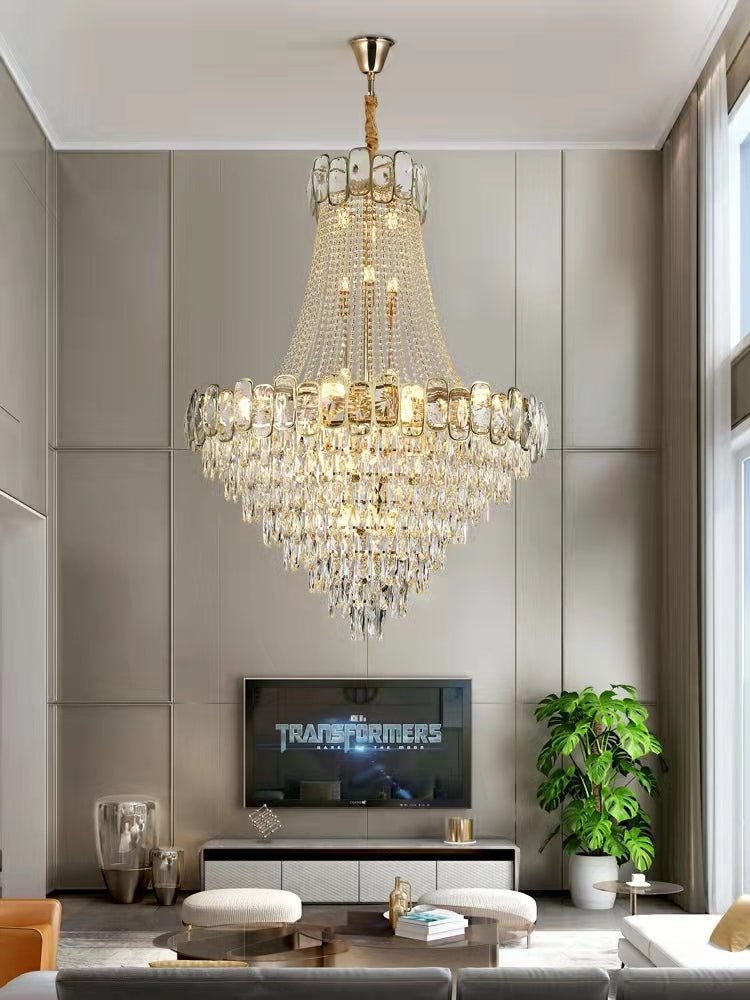 Foyer Staircase Chandelier Luxury K9 Crystal Ceiling Light For Living Room / Hallway - briglamps