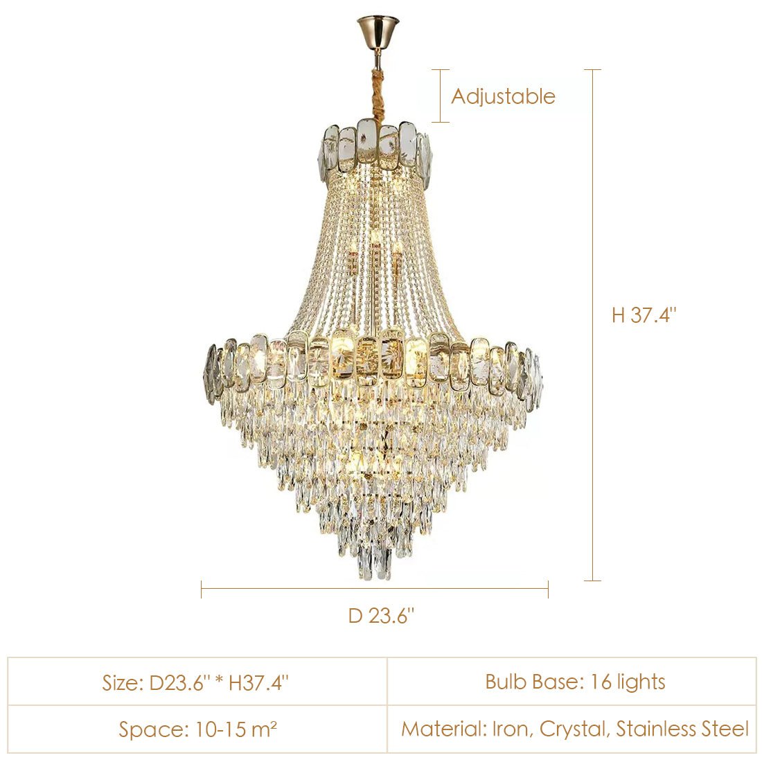 Foyer Staircase Chandelier Luxury K9 Crystal Ceiling Light For Living Room / Hallway - briglamps