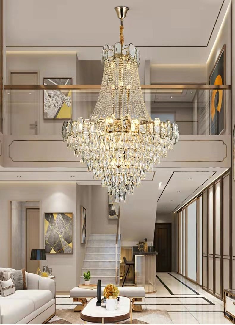 Foyer Staircase Chandelier Luxury K9 Crystal Ceiling Light For Living Room / Hallway - briglamps