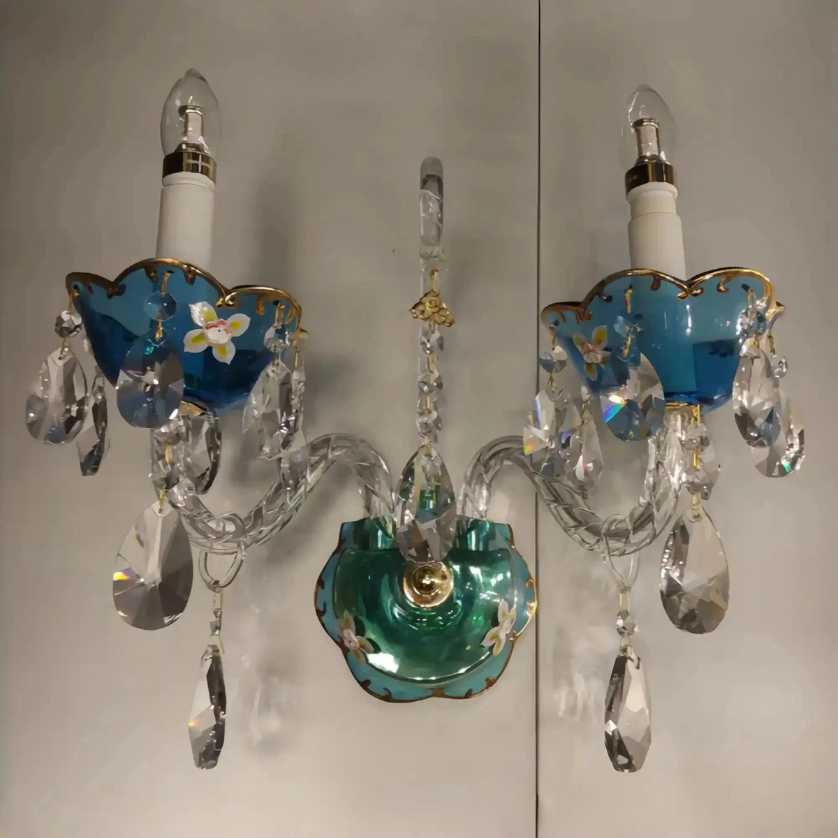 French Romantic Blue Crystal Designer Chandelier for Bedroom/Living Room/Dining Room - Brig Lighting