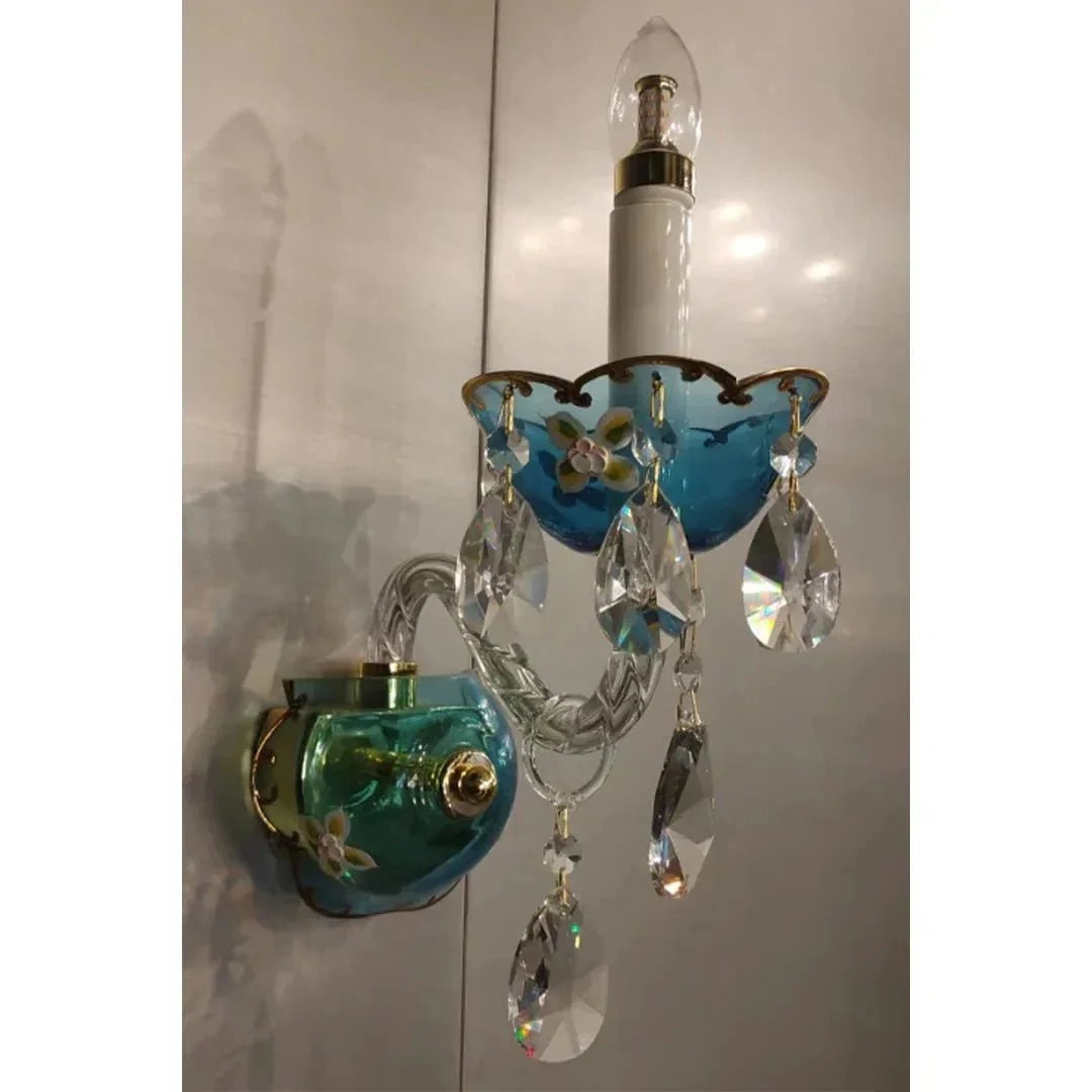 French Romantic Blue Crystal Designer Chandelier for Bedroom/Living Room/Dining Room - Brig Lighting