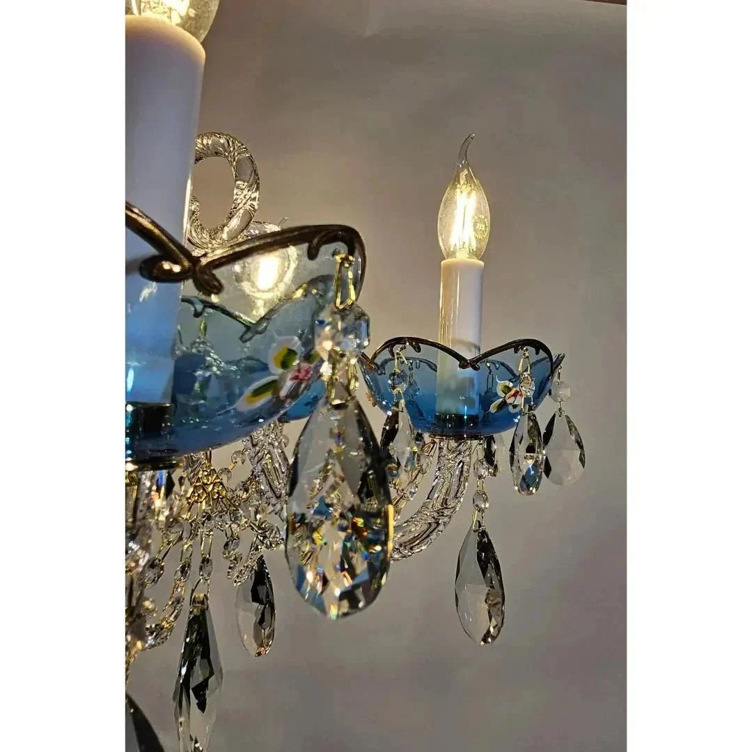 French Romantic Blue Crystal Designer Chandelier for Bedroom/Living Room/Dining Room - Brig Lighting