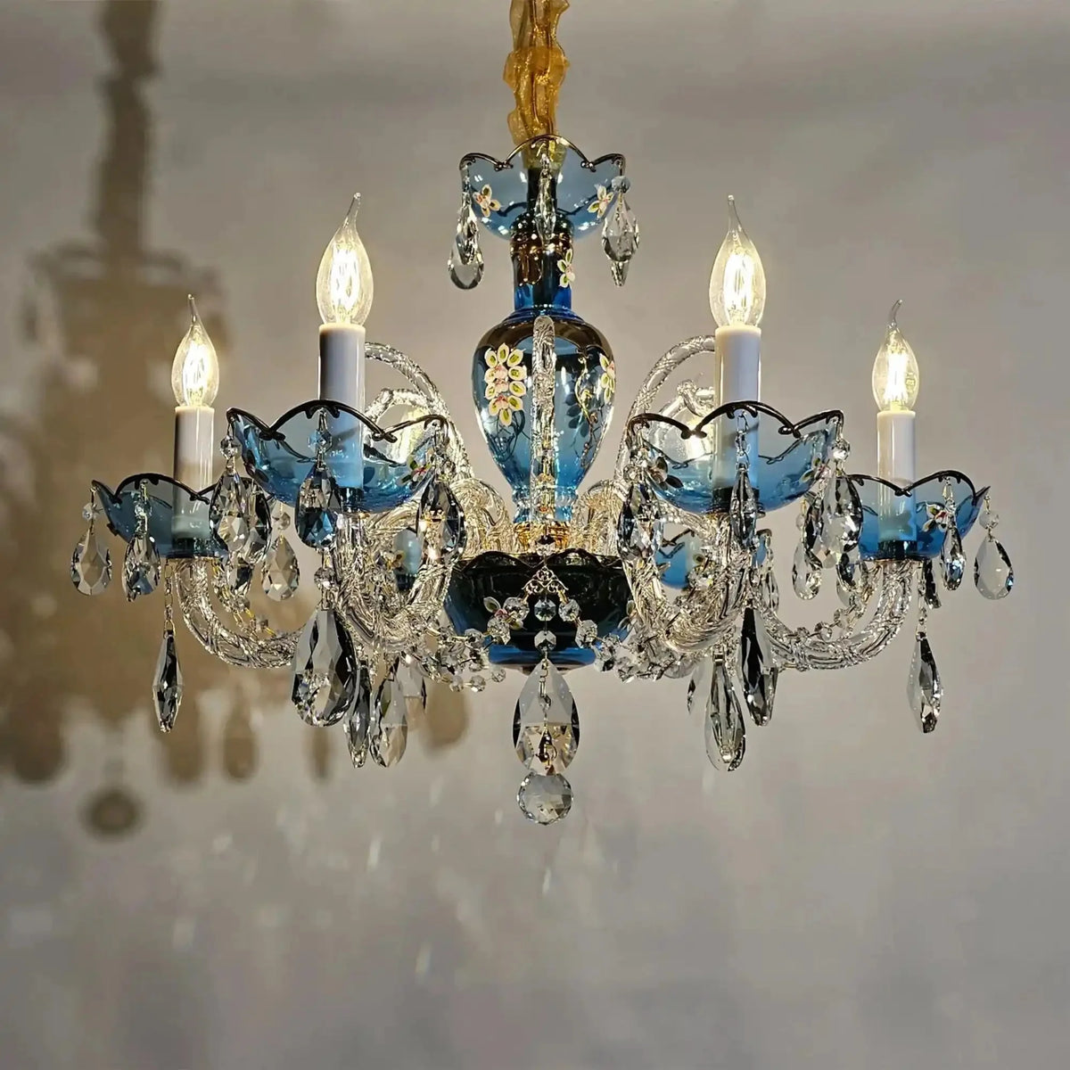 French Romantic Blue Crystal Designer Chandelier for Bedroom/Living Room/Dining Room - Brig Lighting
