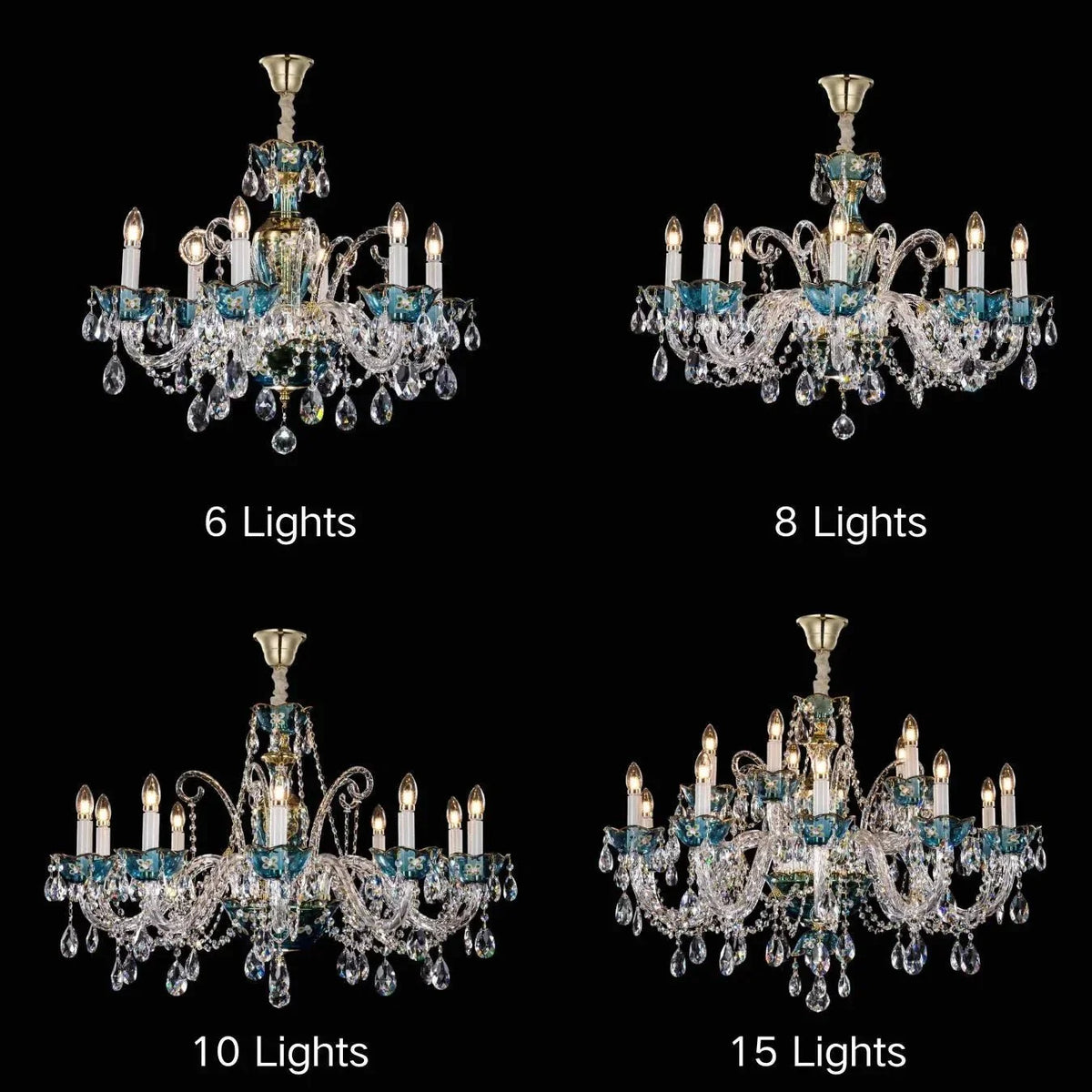 French Romantic Blue Crystal Designer Chandelier for Bedroom/Living Room/Dining Room - Brig Lighting