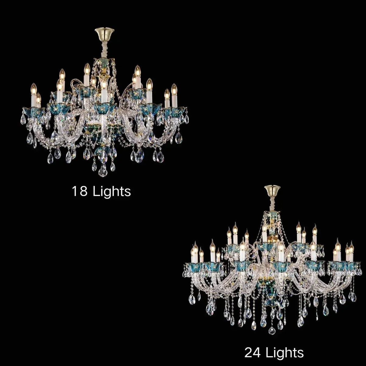 French Romantic Blue Crystal Designer Chandelier for Bedroom/Living Room/Dining Room - Brig Lighting