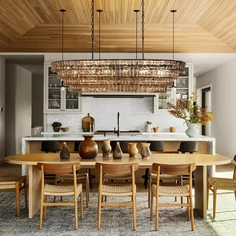 Ghiaccio Glass Oval Chandelier 54''65'' - Brig Lighting