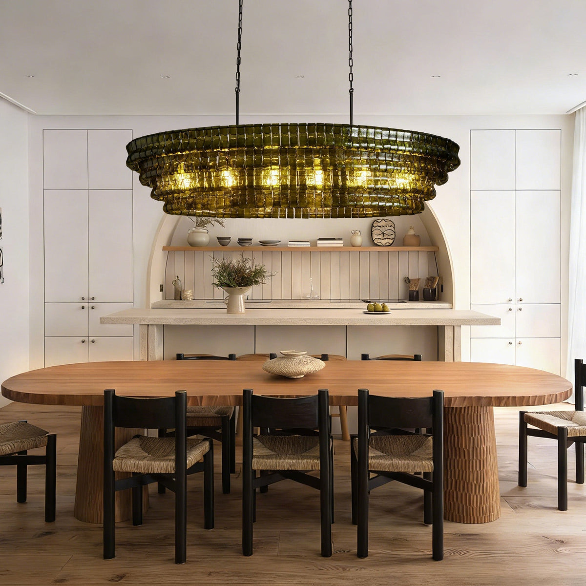 Ghiaccio Glass Oval Chandelier 54''65'' - Brig Lighting