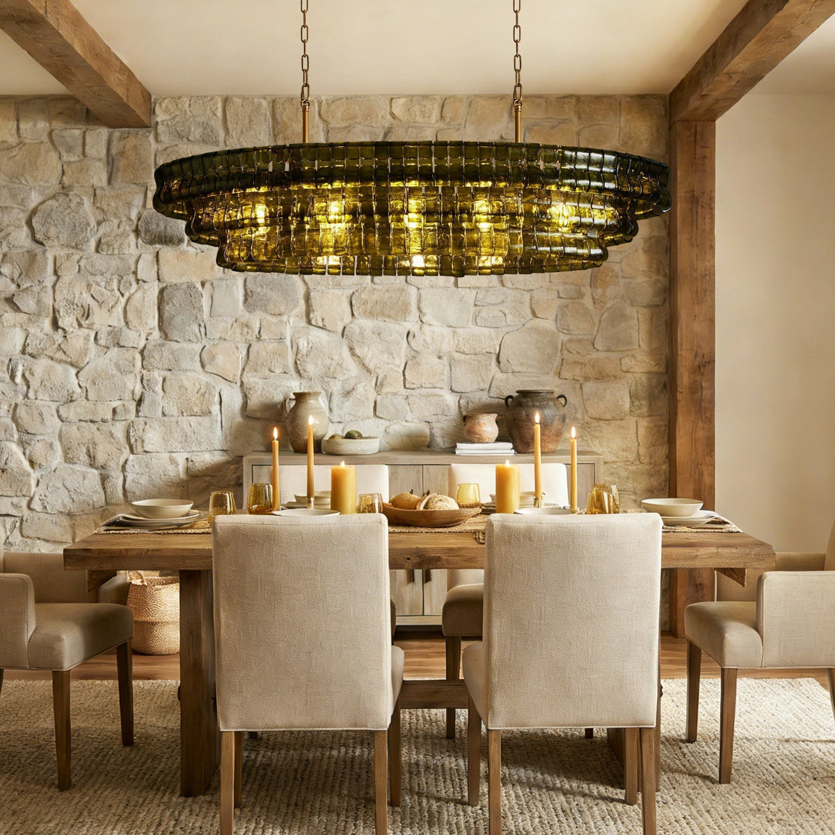Ghiaccio Glass Oval Chandelier 54''65'' - Brig Lighting