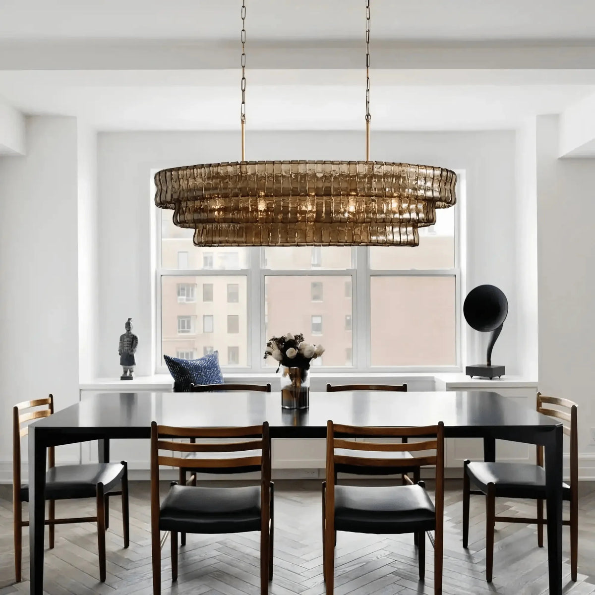 Ghiaccio Glass Oval Chandelier 54''65'' - Brig Lighting