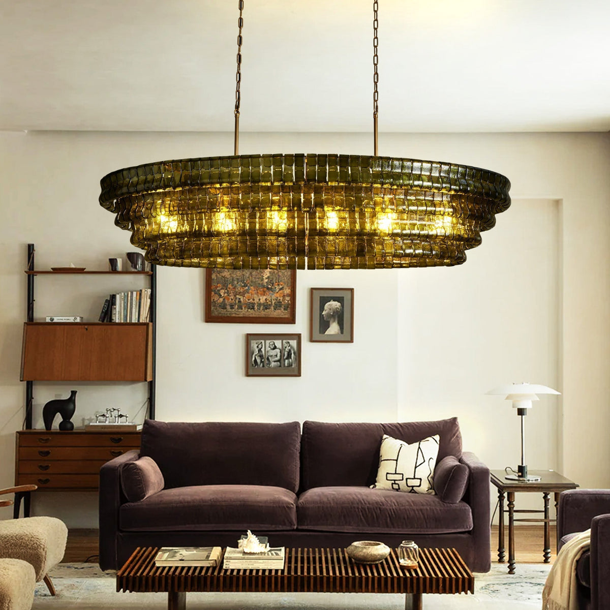 Ghiaccio Glass Oval Chandelier 54''65'' - Brig Lighting