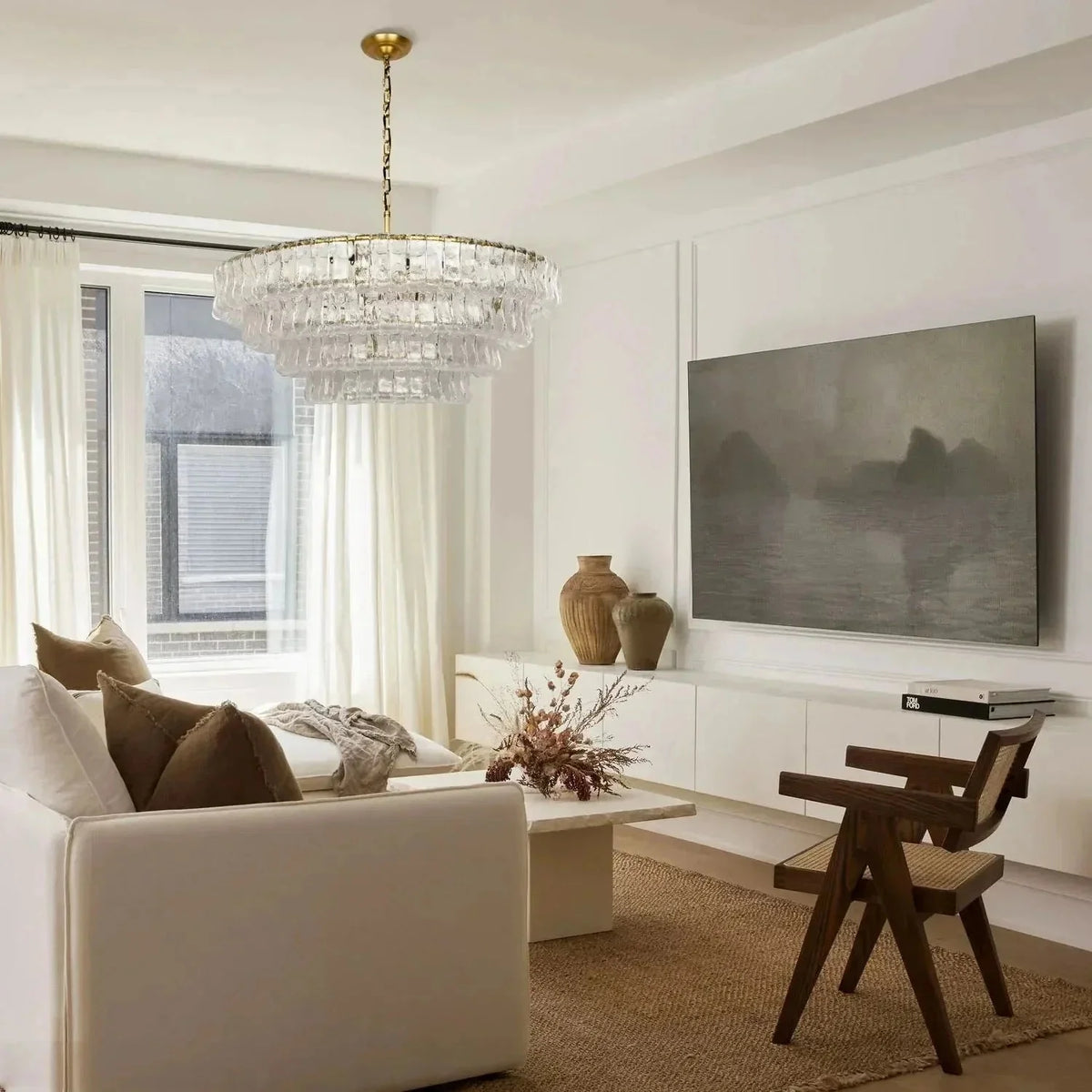 Ghiaccio Glass Round Chandelier 24" 36" 48" 60" - Brig Lighting