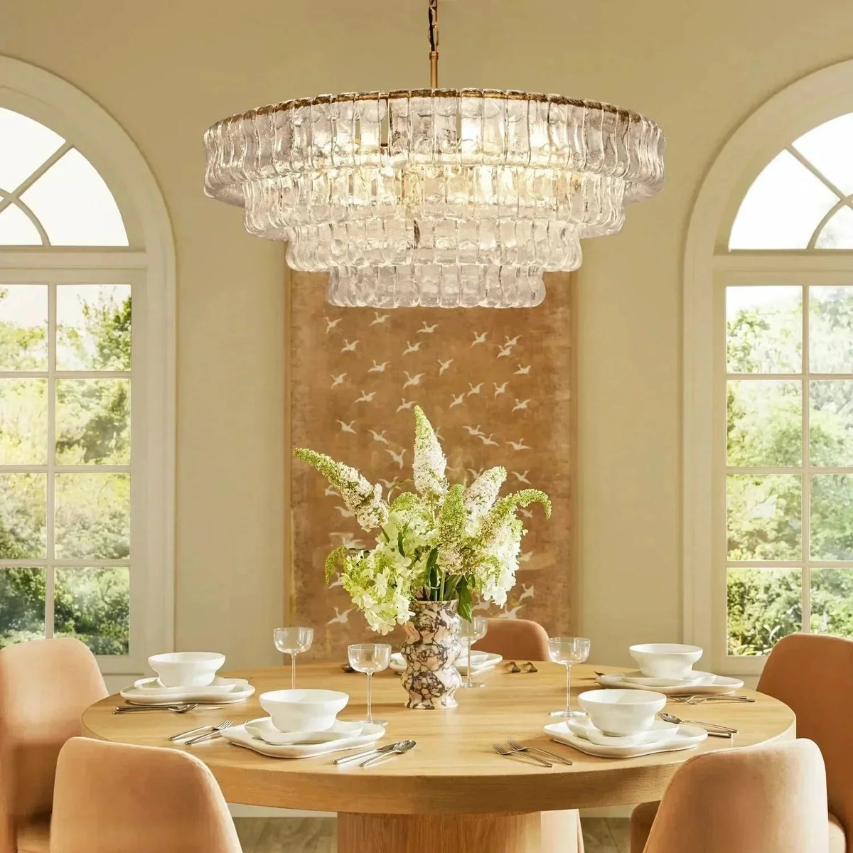 Ghiaccio Glass Round Chandelier 24" 36" 48" 60" - Brig Lighting