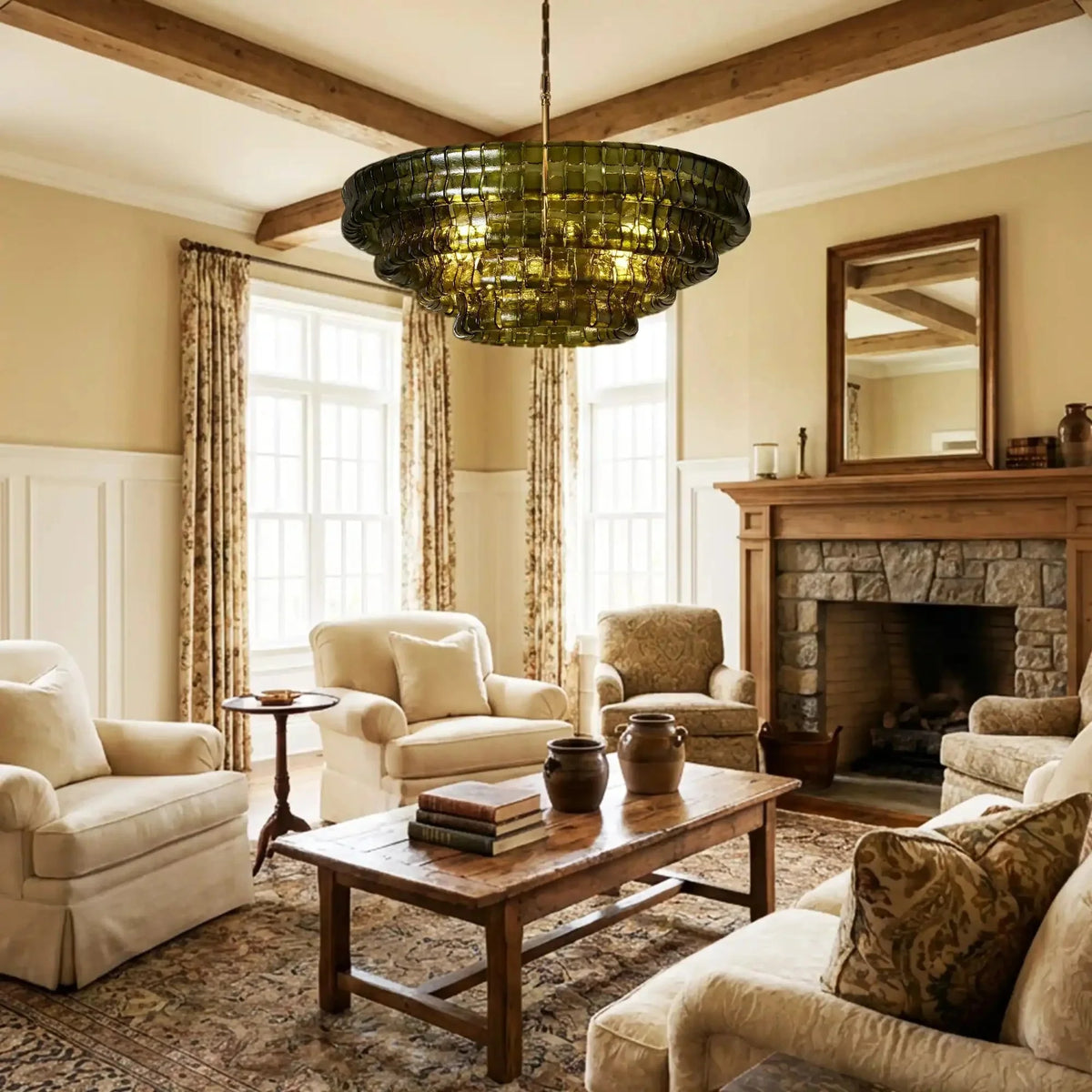 Ghiaccio Glass Round Chandelier - Cyran Lamps