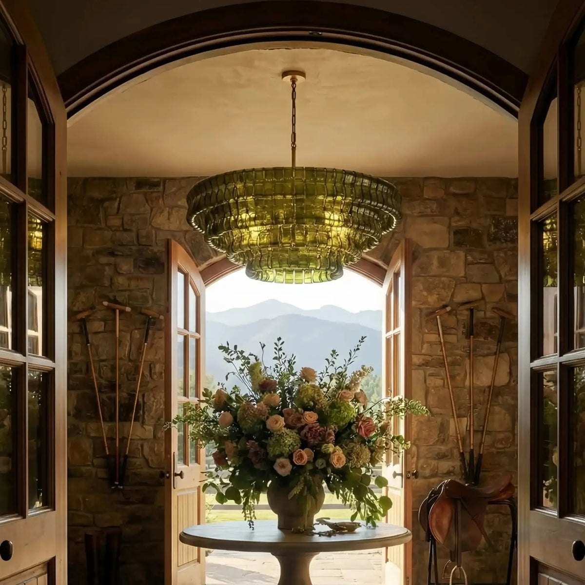 Ghiaccio Round Glass Chandelier - briglamps