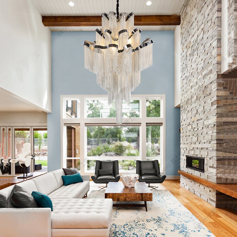 Gladys Aluminum Chain Tassel Stream Chandelier - briglamps