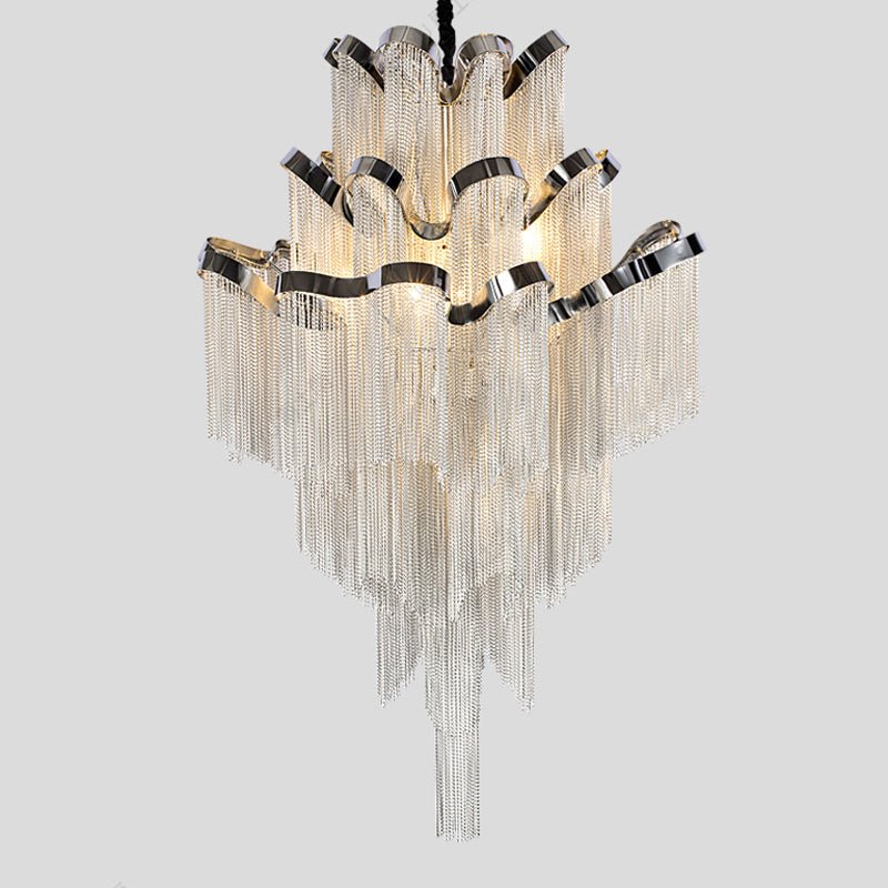 Gladys Aluminum Chain Tassel Stream Chandelier - briglamps