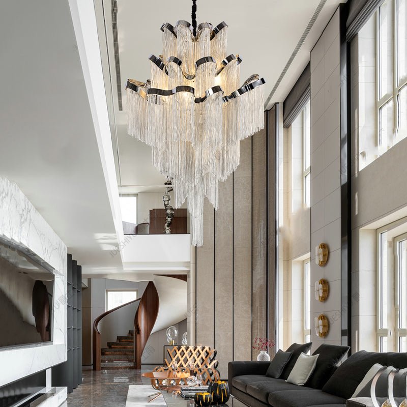 Gladys Aluminum Chain Tassel Stream Chandelier - briglamps