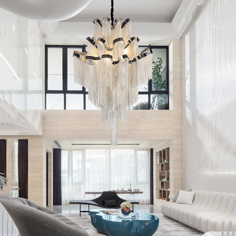 Gladys Aluminum Chain Tassel Stream Chandelier - briglamps