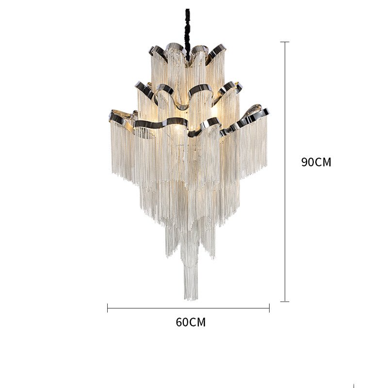 Gladys Aluminum Chain Tassel Stream Chandelier - briglamps