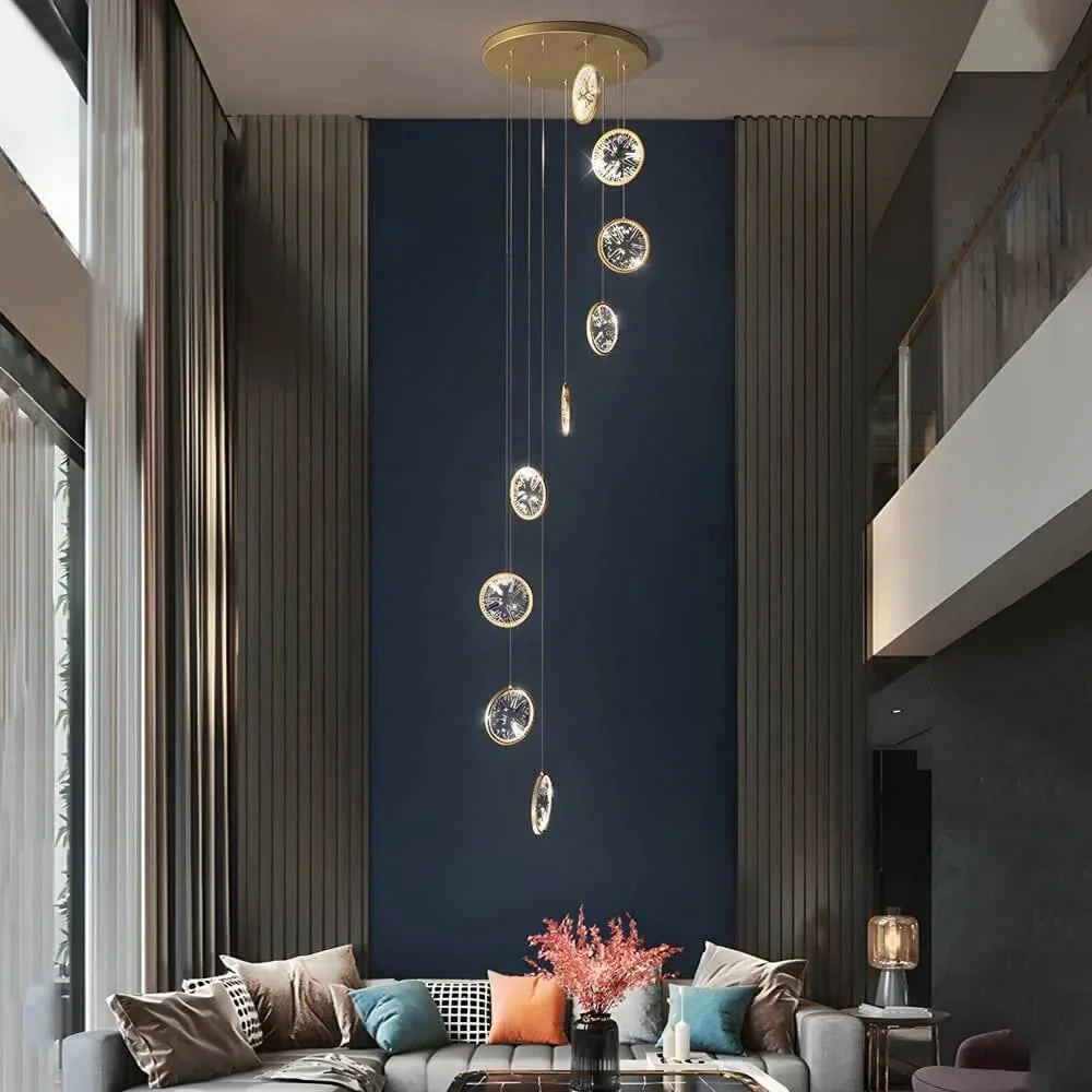 Gold Crystal Staircase Chandelier - Cyran Lamps