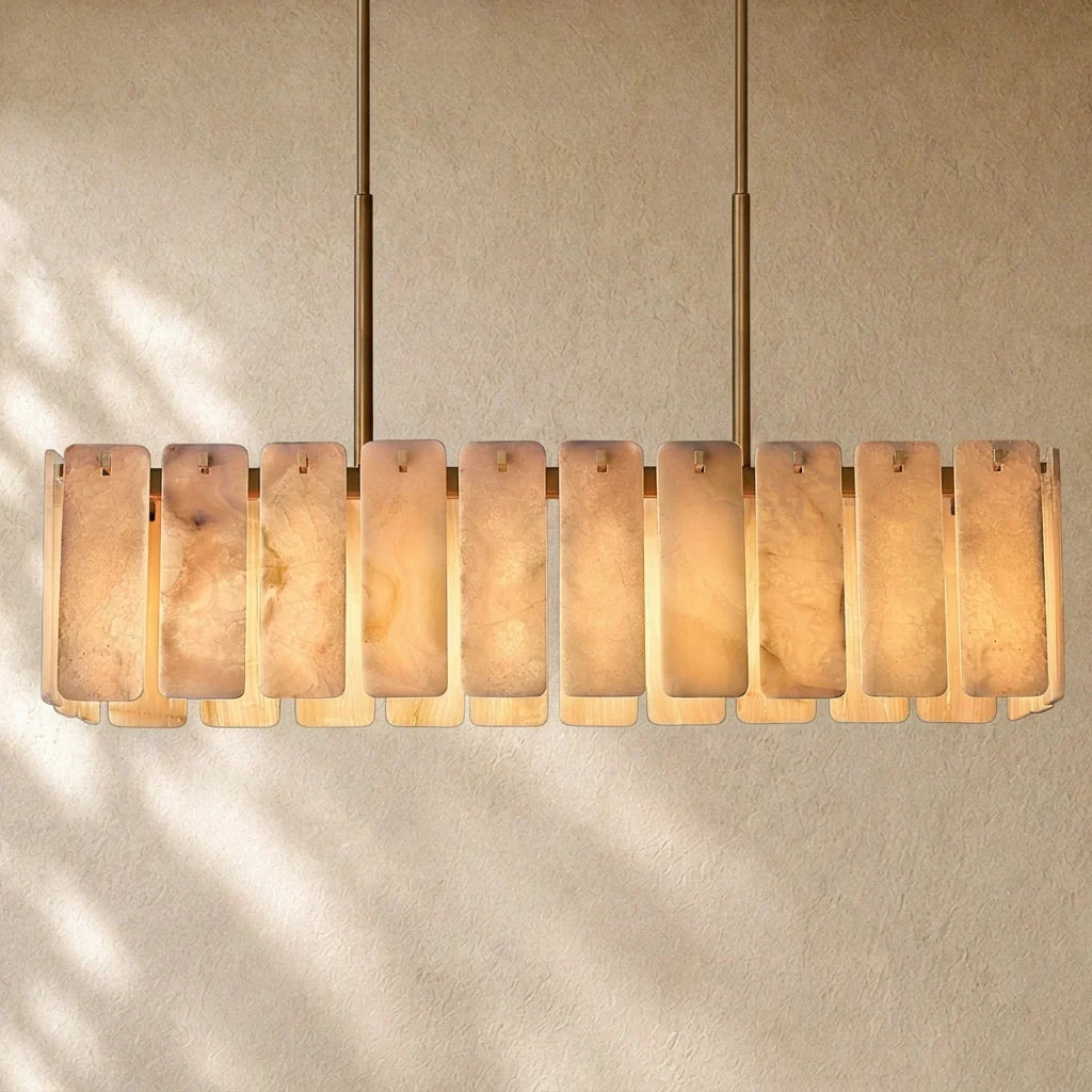 Calam Onyx Rectangular Alabaster Chandelier 60", 74"