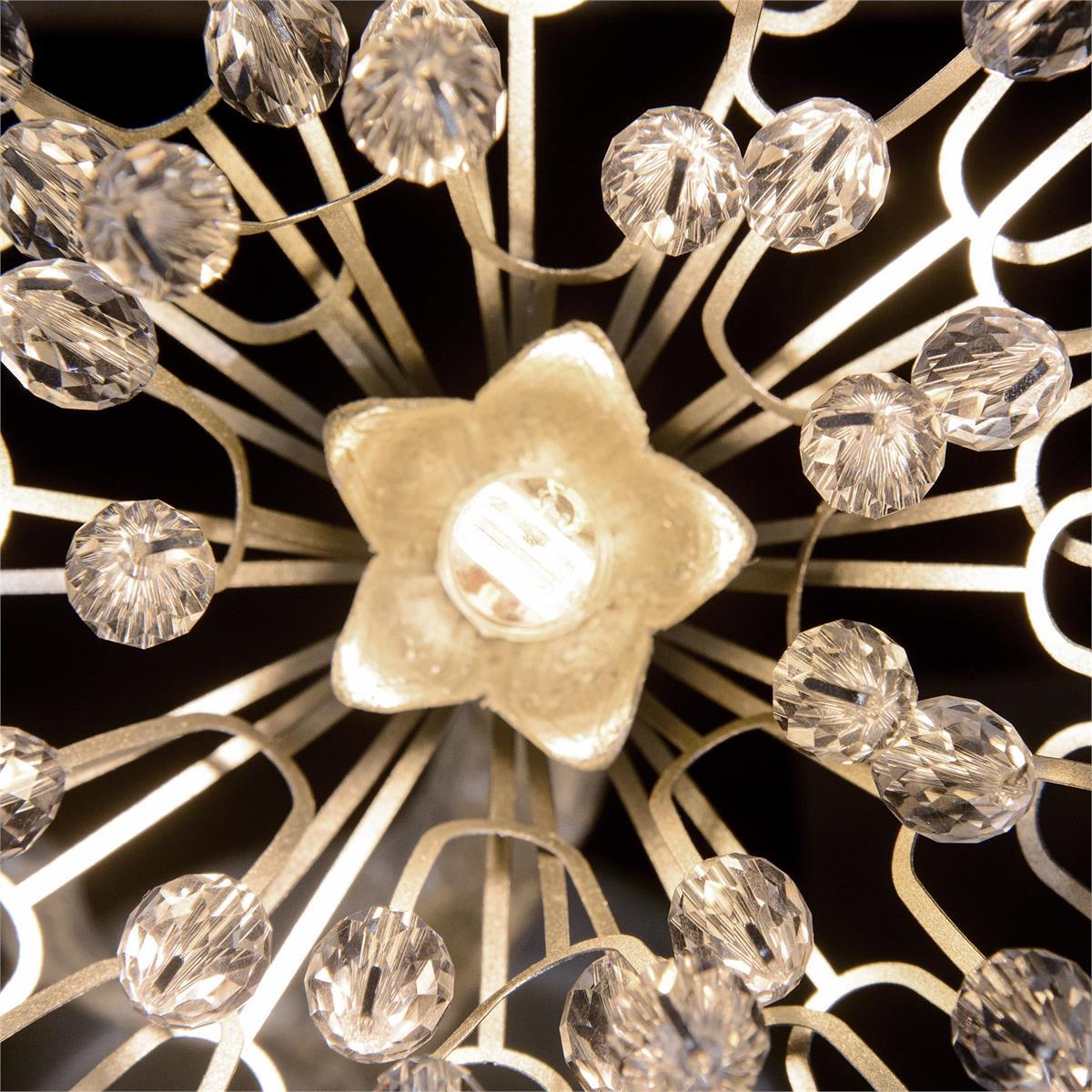 Hanasaku Flower Sixteen-Light Flush Mount in Antique Silver Leaf with Hand-Cut Crystal Accents - Brig Lighting