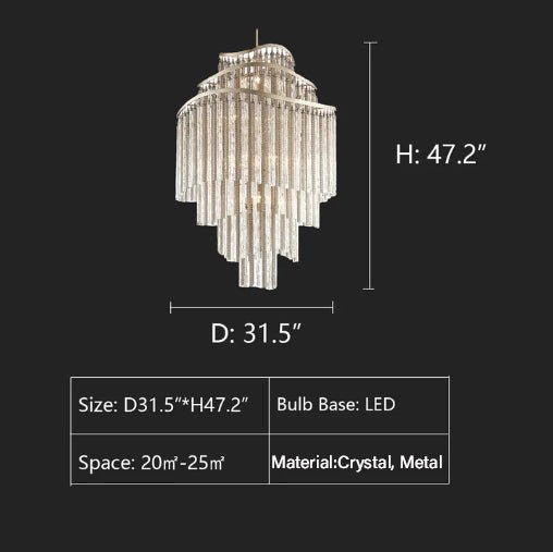 Huge Post - modern Hollow Glass Tube Tassel Chandelier for Living Room/Foyer/Villa/Stairs - briglamps