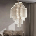Huge Post - modern Hollow Glass Tube Tassel Chandelier for Living Room/Foyer/Villa/Stairs - briglamps