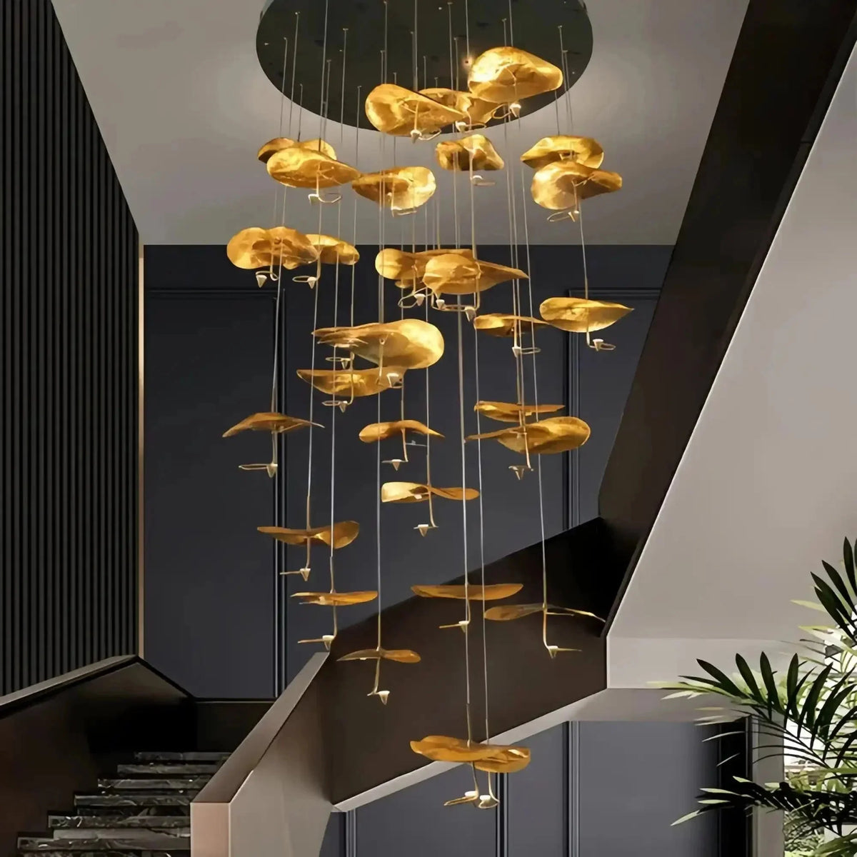 Jenissa Vintage Crystal Staircase Chandelier High Ceiling Luxury Lighting - Brig Lighting