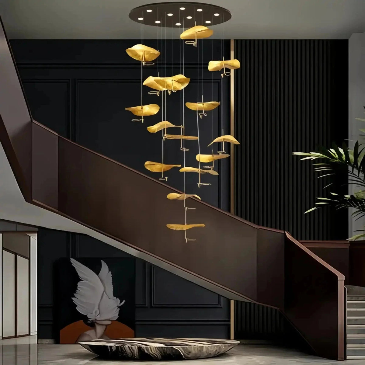 Jenissa Vintage Crystal Staircase Chandelier High Ceiling Luxury Lighting - Brig Lighting