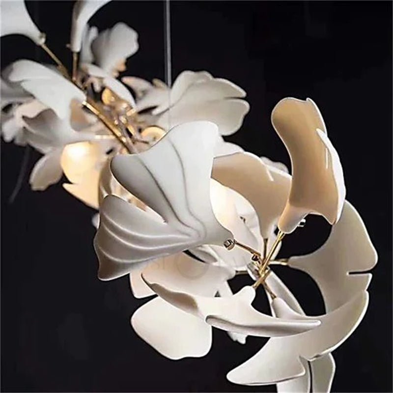 Keyah Porcelain Ginkgo Ceramics Chandelier, Modern Luxury Lights - briglamps