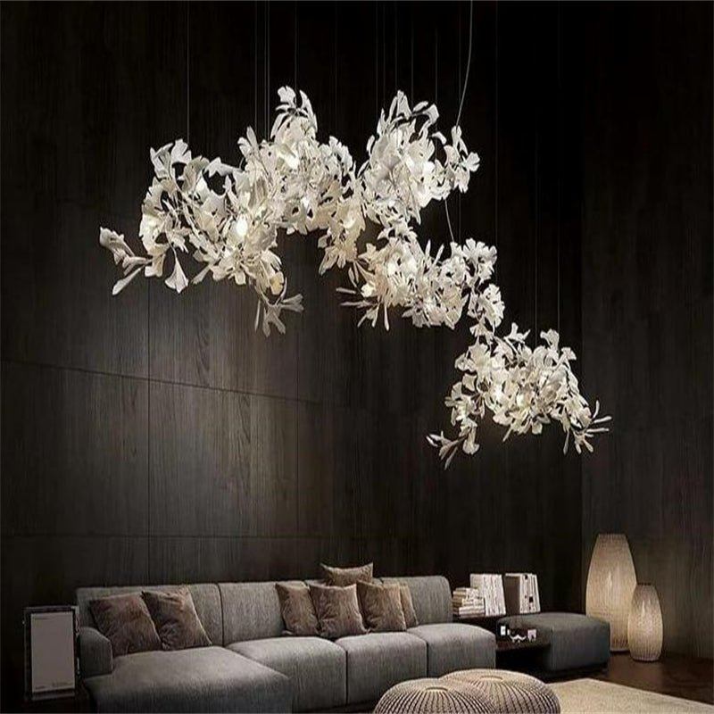 Keyah Porcelain Ginkgo Ceramics Chandelier, Modern Luxury Lights - briglamps