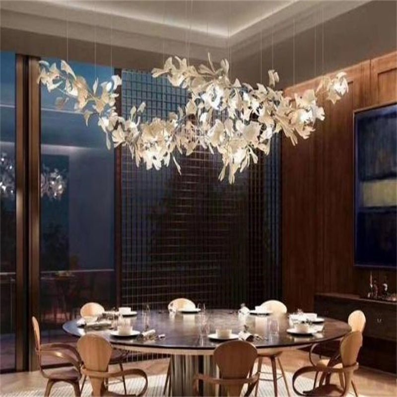 Keyah Porcelain Ginkgo Ceramics Chandelier, Modern Luxury Lights - briglamps