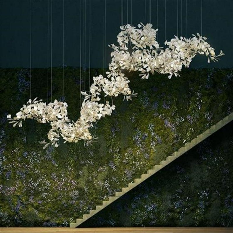 Keyah Porcelain Ginkgo Ceramics Chandelier, Modern Luxury Lights - briglamps