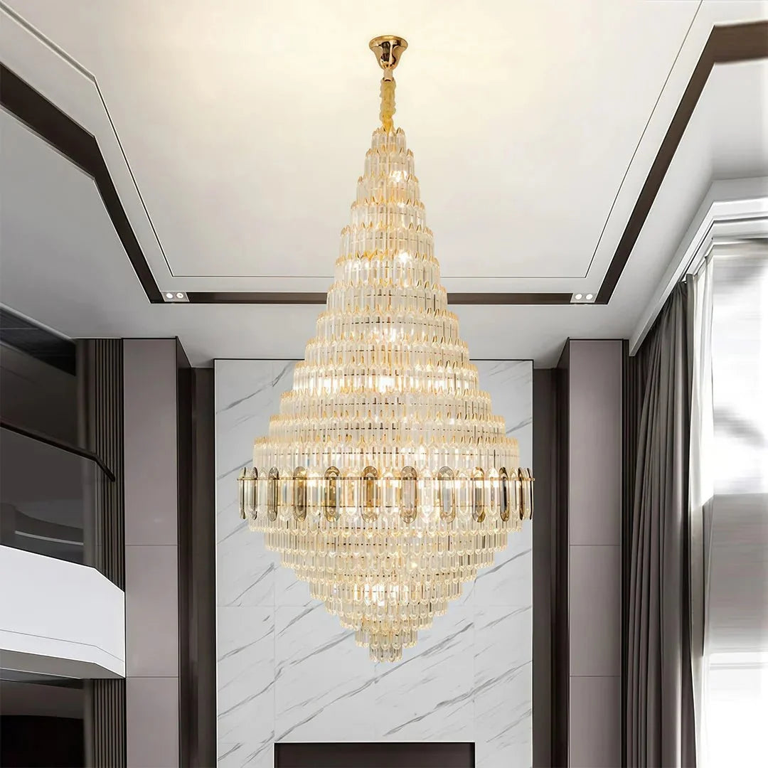 Large Gold Chandelier Luxury Art Glass - Cyran Lamps