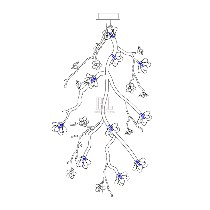 Large Long Branch Flower Chandelier - Brig Lighting