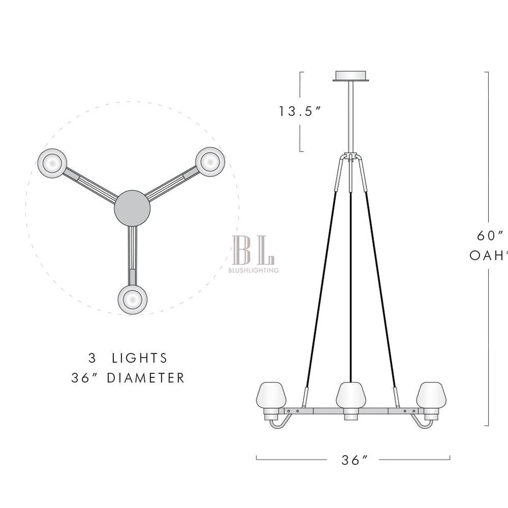 Letitia Crystal Chandelier 3 Light - Brig Lighting