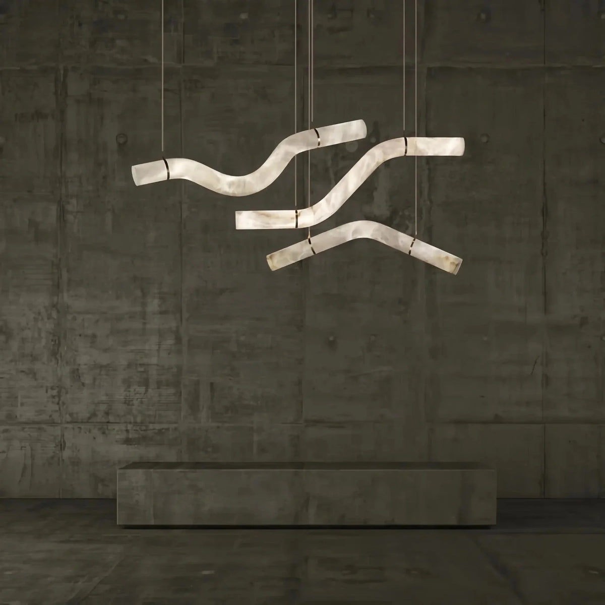 Liberty Curved Pendant Alabaster Chandelier, Pendant Light Over Dining Table - Brig Lighting