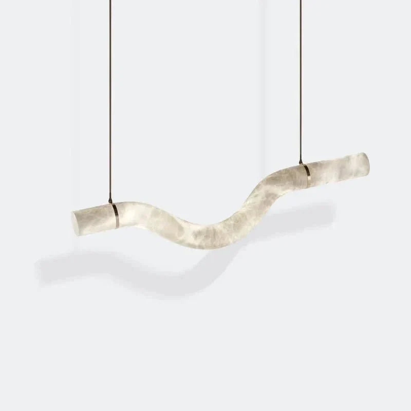 Liberty Curved Pendant Alabaster Chandelier, Pendant Light Over Dining Table - Brig Lighting