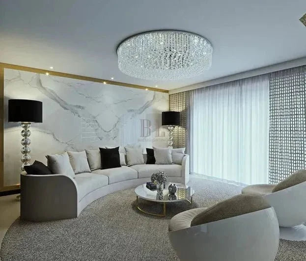 Light Luxury Round/Oval Flush Mount Crystal Chandelier - Brig Lighting