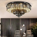 Light Luxury Smoke Gray Round Crystal Flush Mount - Brig Lighting