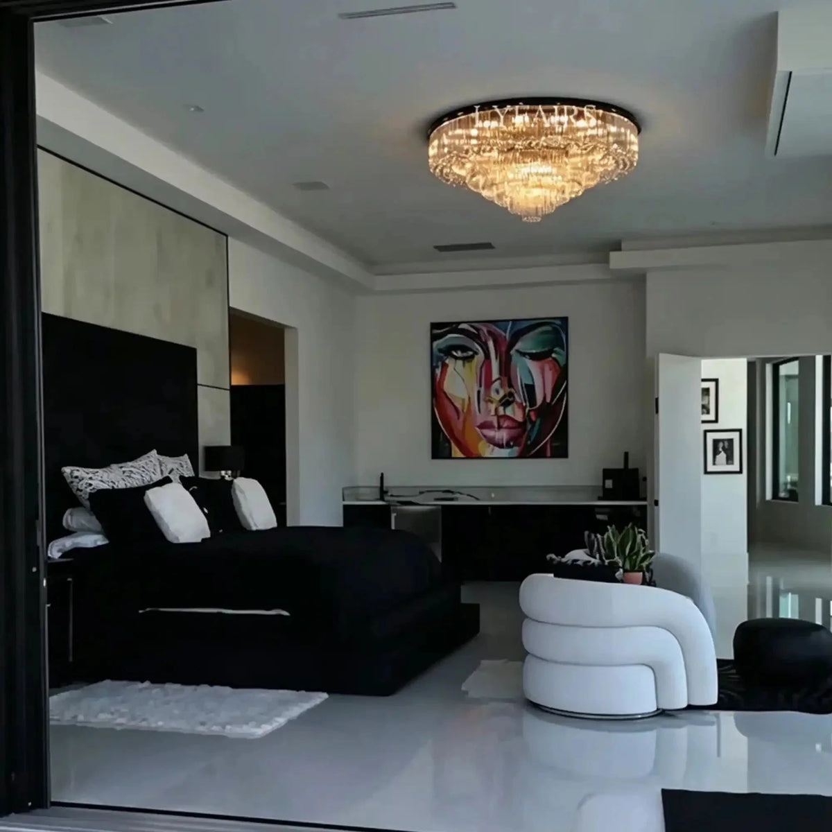Light Luxury Smoke Gray Round Crystal Flush Mount - Brig Lighting